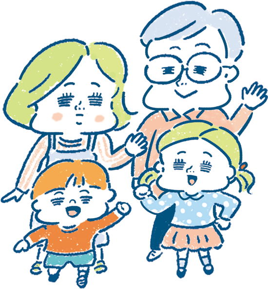 Aさんファミリーのイラスト